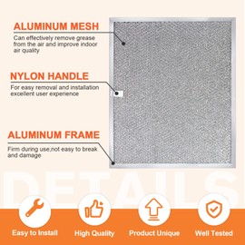 【ALUMINUM UPGRADED】BPS1FA30 Range Hood Filter 11-3/4" x 14-1/4" x 3/8" (2 Pack) by Beaquicy - Replacement for Bro-an, Nutone Mesh Aluminum Grease Range Hood -Replaces 99010299 S99010299 S99010305