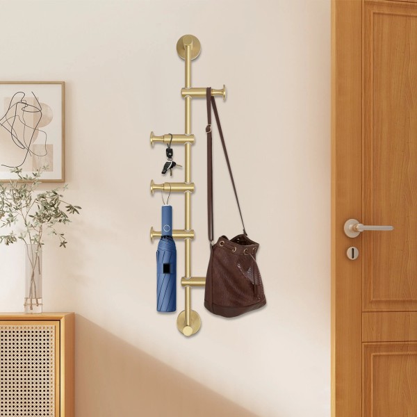 GDRASUYA10 Coat Rack with 5 Adjustable Hooks Wall Mounted Vertical
