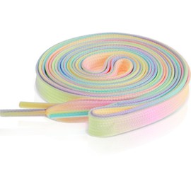 Ouligay 2 Pairs Colorful Rainbow Shoelaces for Sneakers Colored Rainbow Shoe Laces 47 Inch Long 8mm Wide Flat Shoe laces Rainbow Gradient Shoe Laces
