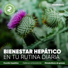 Health Hack - Liver Antioxidante con Cardo Mariano, Diente de León, Hepático 60 Cáps.