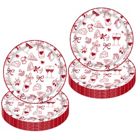 LUCKYQUBE Italian That's Amore Themed Paper Plates, 9 Inch Disposable Dinner Plates for Engagement Bridal Shower, Bachelorette, Romantic Dinner Party Decor, Italian Love Party Supplies