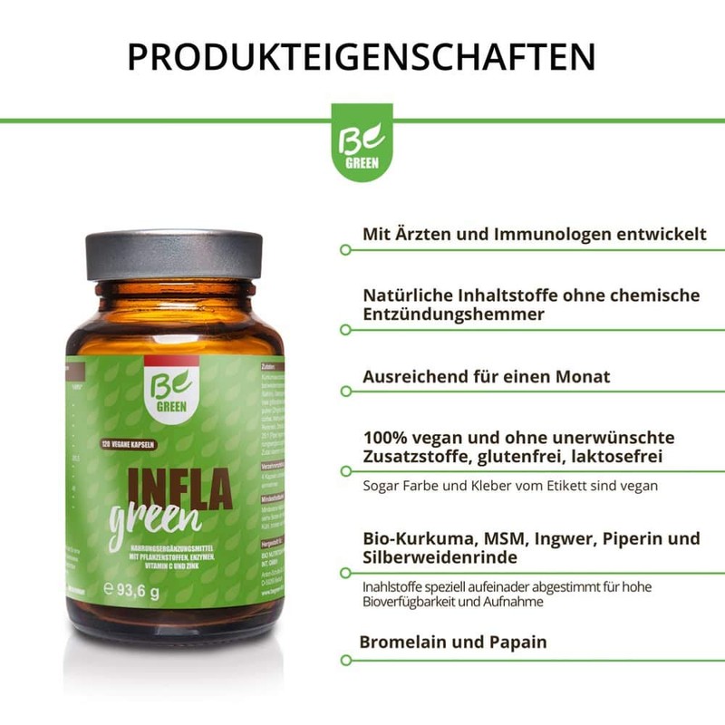 BeGreen Infla Green with Organic Turmeric Capsules with MSM, Ginger,