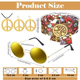 Jenaai 7 Pcs Kids 60s 70s Hippie Outfits for Girls Costume Set Boho Flared Pants Hippie Outfits Accessories Set (Retro,Small)