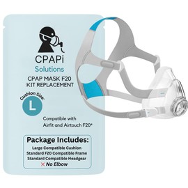 CPAPi Solutions F20 Frame Set (L) – Compatible with AirFit AirTouch F20 by CPAPi Solutions – Includes Large Cushion, Standard Frame, Standard Headgear & Clips – No Elbow – Snug Fit (Large)