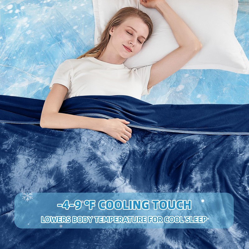 inhand Cooling Blanket King Size for Hot Sleepers (90"x108", Navy)