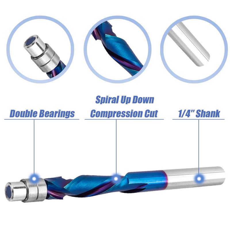 Mesee Up Down Compression Cut Spiral Flush Trim Router Bit