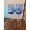 Snowflakes Hand Painted Blue Wine Glasses Set of 2, Winter