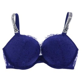 Victoria's Secret Bombshell Add 2 Cups Rhinestone Straps Bra (Navy, 32D)