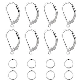 ALEXCRAFT 925 Sterling Silver French Earring Hooks 10x16mm, 18pcs Sterling Silver Jump Rings Dangle Earrings Jewelry Making Set Leverback Ear Hooks Replacements 925 Sterling Silver Findings
