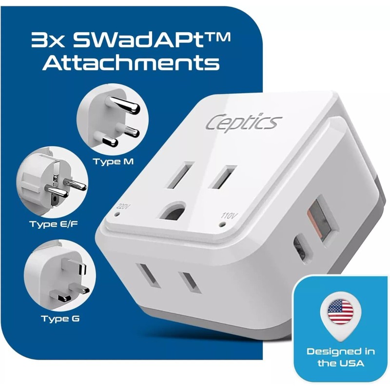 Ceptics Adapter Travel Set Use All Over Africa, Zimbabwe, Morocco-