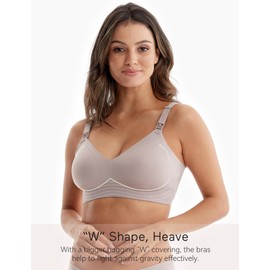 momcozy Nursing Bra Without Underwire, Seamless Comfort Maternity Bra, Padded Natural Shape, Soft Maternity Sleep Bralette, brown