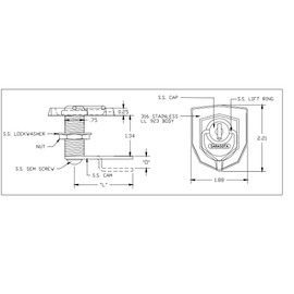 LL923 Stainless Steel Lock Latch (2" Long x 3/8" Offset cam)
