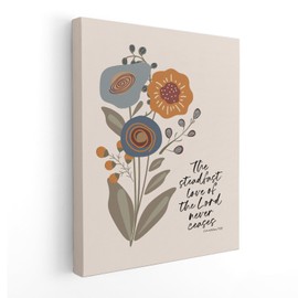 APJYM Christian Wall Art, Floral Bible Verse 'The Steadfast Love of the Lord', 11x14 Inch Framed Canvas Print, Perfect for Living Room, Bedroom, Kitchen, Dining Room, Bathroom