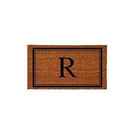Evergreen Flag Monogram Letter R Entrance Doormat | 28 x 16 inches | Dirt Catching Natural Coir | All-Season | Non-Slip Backing | Indoor and Outdoor Home Decor