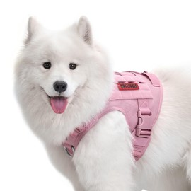 OneTigris Fire Watcher Tactical Harness, Molle Safety Harness, Service Dog Vest with 1 Handle and 2 No-Pull D-Ring, 1000D Nylon (S, Pink)