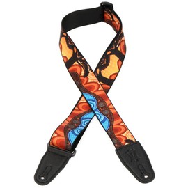 Levy's Leathers MP2DU-003 Unisex 2-Inch Polyester Guitar Strap, Landscape Design with Black Leather Ends, Adjustable from 35 to 24 Inches, One Size