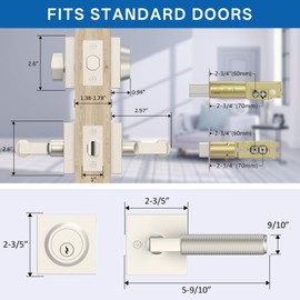 Amerdeco Front Door Lock Set with Double Cylinder Deadbolt, Exterior Entry Door Lever, Heavy Duty Entry Door Locksets for Left or Right Hand Exterior Door（Brushed Satin Nickel 2 Pack）