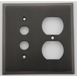 Oil Rubbed Bronze 1 Push Button 1 Duplex Outlet 2 Gang Switch Plate