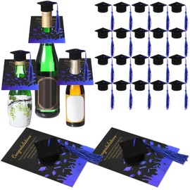 Motiskyy 24 Pack Graduation Congratulation Cards with Grad Cap Pop up Appreciation Cards Gold Print Congratulation Motivational Graduation Gift for College High School Grad Party Supplies(Black,Blue)
