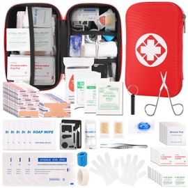 Mini Travel First Aid Kit, Emergency Kit with 201PCS First Aid Supplies and Waterproof Compact Bag, Survival Medical Kit for Home Car Office Camping Hiking