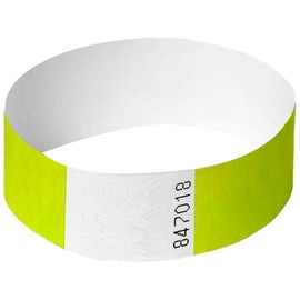 Neon Yellow Tyvek Wristbands, Plain, 100 Pack, Paper Like for Parties, Security, Festivals and Events