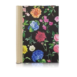 Clip Binder Floral Black Natural Linen A4