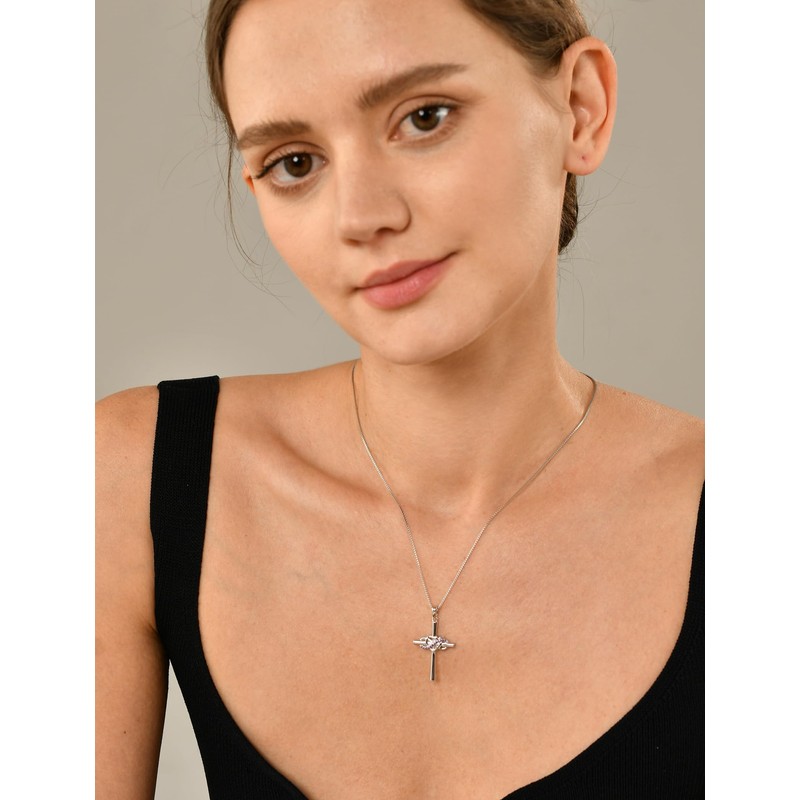 YL Cross Necklace Sterling Silver Infinity Heart Crucifix Pendant Created