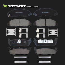 TOSTMOLT New 8pcs Complete Front+Rear Super Quiet Shimmed Slotted Ceramic Disc Brake Pads Set w/Hardware Compatible With 02-03 Blackwood 99-03 F150 04 Heritage w/Rear Disc Brake (Except 7700 lbs GVW)