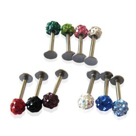 Honbay 10color Mixed Labret Ring,honbayTM 10pcs Mixed 16g Czech Crystal Lip Labret Ring Studs Monroe Stainless Steel Piercing