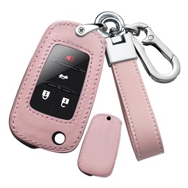 ontto Car Key Case Fit for Buick Lacrosse Regal Verano Encore Cascada Allure 2010-2019,Stylish Key Fob Cover Fit for GMC Terrain 2010-2019,Leather Key Bag with Keychain,Type-C-Pink