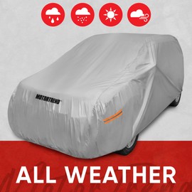Motor Trend Safeguard Heavy Duty Car Cover for Vans & SUVs - Car Tarp Waterproof All Weather SUV Car Cover Sun Protection UV Rain Snow Winter Car Cover Outdoor Reflective Car Cover - Up to 200" Length