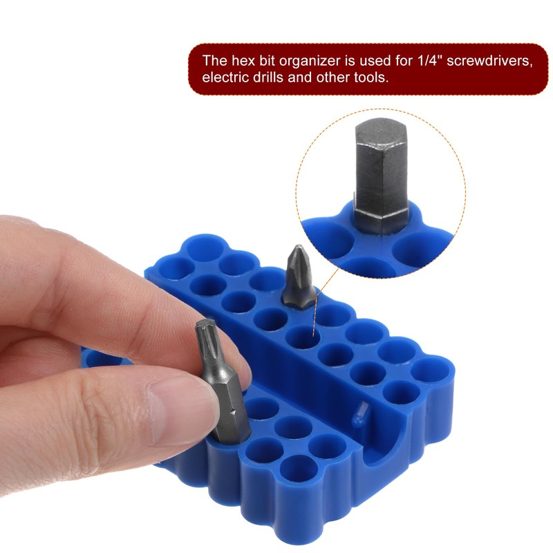 sourcing map 2pcs Screwdriver Bit Holder Organizer 64x45x16mm 32 Holes