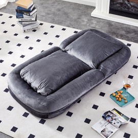 KEIKI Folding Sofa Bed,Portable 3 in 1 Fold Out Chair to Floor Lounger, Versatile Padded Floor Couch for Living Room, Bedroom Reading, Meditating, Sleeping,Black Gray