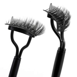 Nazeauf Eyelash Comb - 2 Pack Eyelashes Separator - Metal Teeth Eye Lash Comb with Comb Cover,Portable Eyelash Comb - Arc Designed Cosmetic Brushes Tool Black