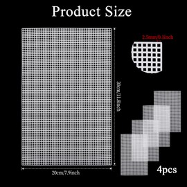 Styquenzer 4 Pcs Plastic Mesh Canvas Sheets, 11.81 × 7.87 Inch White Fursuit Eye Mesh, Plastic Needlepoint Canvas for Embroidery Yarn Crafting Knit Crochet Project Aquarium Partitions