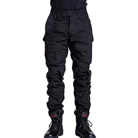 TRGPSG Men's Tactical Pants, Waterproof Hiking Pants, Military Ripstop Camo Cargo Pants, Multi-Pocket Casual Work Pants WG3F Black