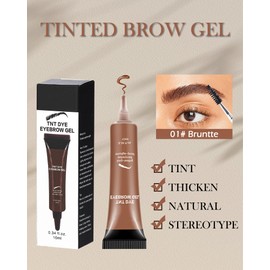Waterproof Tinted Brow Gel Kit, Bruntte Tinted Thickening Eyebrow Gel with Brow Brush & Razor, Long Lasting Transfer-Proof Brow Glue, Brow Fast Sculpt,Eye Brow Gel Fill in Eyebrows for Women Girls-01#