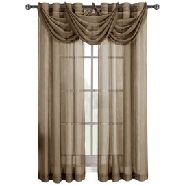 Abri Mocha Grommet Crushed Sheer Curtain Panel, 50x84 inches, by Royal Hotel