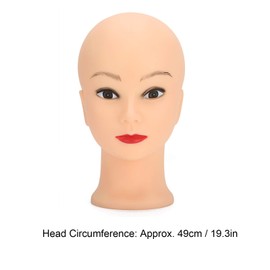 Female Bald Mannequin Head 19.3 in Professional Cosmetology Face Makeup Doll Head Mannequin Head for Makeup Training Practice Wig Hat Masks Head Model Display Bald (with Makeup)