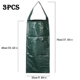 YEZIDE 3Pcs Hanging Grow Bags, Flower Strawberry Planter Bags, Multifunction Vegetable Flower Strawberry Herbs Plant Grow Bag for Vertical Gardening