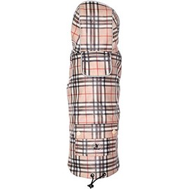 The Worthy Dog Tan Plaid London Raincoat Stylish Pattern Comfortable Outdoor Protective and Reflective Jacket - X-Large