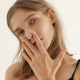 Moon Star Spinner Rings 925 Sterling Silver Fidget Anxiety Ring Moon and Star Jewelry Gifts for Women Girls Men (Size 7)