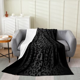 Feelyou Leopard Flannel Fleece Blanket Queen 90"x90" Cheetah Print Plush Throw Blanket, for Sofa Couch Black Wild Animal Blanket Room Decor Safari