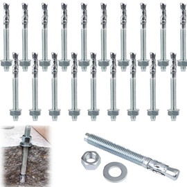 Bolt Anchor, M8 Heavy Duty Dowels, Metal Heavy Duty Anchor, M8, Galvanised Concrete Anchor, Anchor Screws Made of Galvanised Steel for Railings, Windows, Curtain Walls, Machines, Beams - Pack of 20 M8