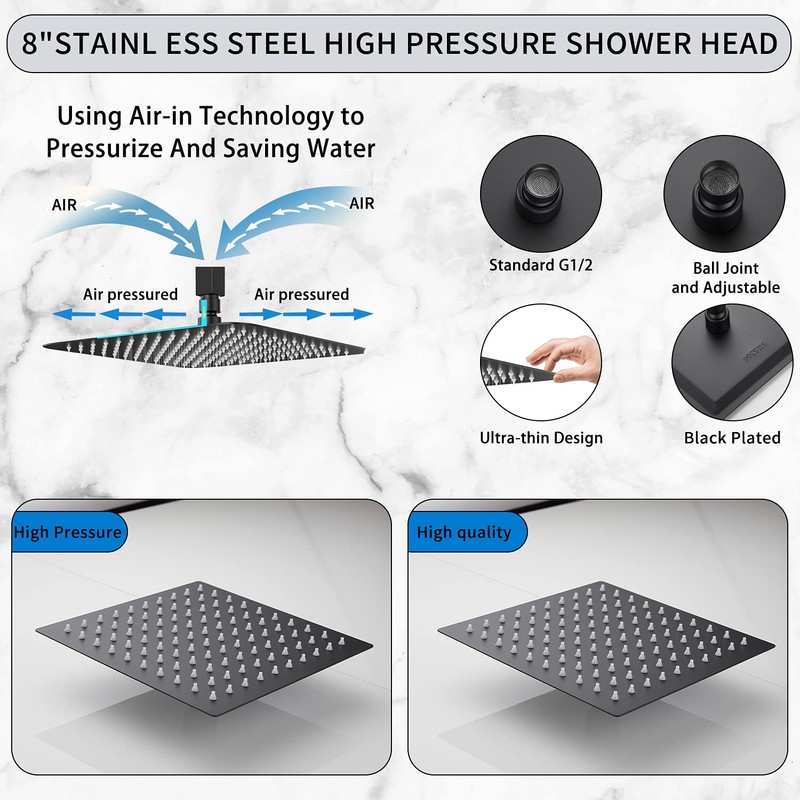 Black Shower Faucet GGStudy Single Function Shower Trim Kit with