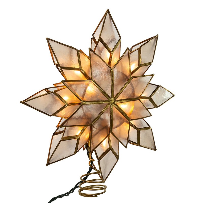 Kurt Adler 8.5-Inch Capiz Star Tree Topper with 10 Clear