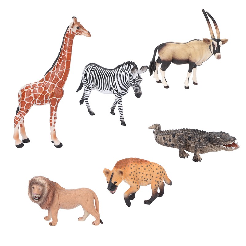 6Pcs Animals Toys Set Simulation Vivid Wild Jungle Zoo Plastic