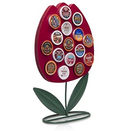 Made Easy Kit Front Facing Countertop Coffee Pods Holder Compatible with K-Cups, Coffee Bar Decor for Home Cafe (Red Tulip)