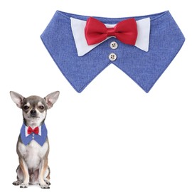 Yoolhamy Dog Tuxedo, Dog Bow Tie Wedding Bandana Outfit Dog Collar Adjustable Pet Party Dog Tux Costume for Small Medium Large Dogs Valentines, Christmas, Engagement, Birthday Decor (Light Blue, S)