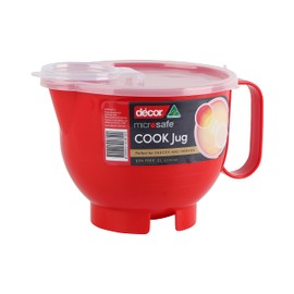 Décor Microsafe 2L Jug with Flip Cap Lid | Cooking, Reheating & Steaming | Dishwasher & Freezer Safe - Red